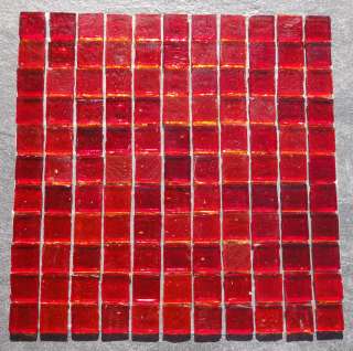   Red 12x12 Rustic Glass Tile Mosaic Sheet (1x1 Tiles)  