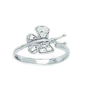  14k White Gold CZ Top Adjustable Butterfly Body Jewelry 