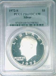1972 S Eisenhower dollar PCGS PR69DCAM proof SILVER  