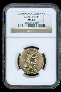 2009 P SACAGAWEA AGRICULTURE DOLLAR NGC MS67 2ND FINEST REGISTRY 
