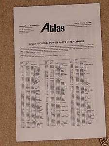 Atlas General Power SnowThrower Part Interchange Manual  