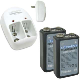 9V Dual Battery Charger with 2 9 Volt Batteries Combo  