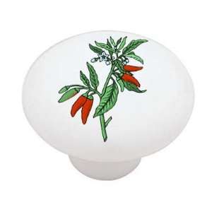  Chili Pepper Branch Decorative High Gloss Ceramic Drawer 