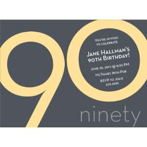   Card 90th Yellow Milestone Birthday Invitations 