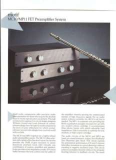 Motif MC10/MP11 PreAmp System Brochure  