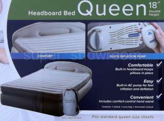NEW 18 AEROBED QUEEN AIR BED Mattress Headboard & Bag  