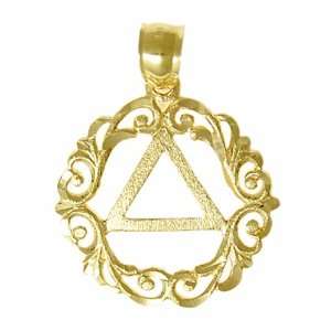 Alcoholics Anonymous AA Symbol Pendant #834 3, 7/8 Wide and 1 3/16 