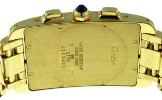 Mens Cartier Tank Americaine 1730 18K Yellow Gold Quartz Chronograph 