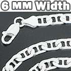   Inch 925 Sterling Silver 6 mm Flat Mariner Link Chain Anchor Necklace