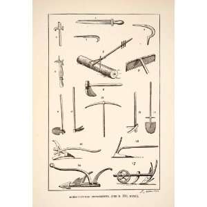  1890 Print Ancient Greek Roman Agricultural Farming Implement Tools 
