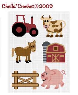 farm animals cow pig barn fence horse tractor crochet pattern