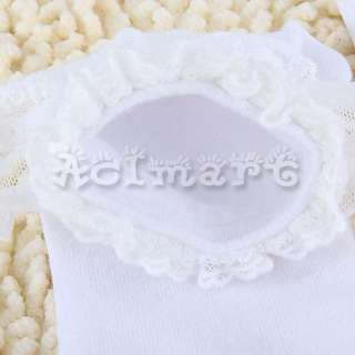 White Ruffle Lace Trim School Girls Anklets Ankle Socks  
