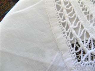 Antique Linen Wide Battenburg Lace Tablecloth Handmade  