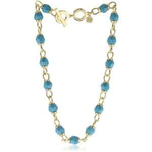 Anne Klein Gold Tone Plated Faceted Turquoise Color 16 Bead Necklace