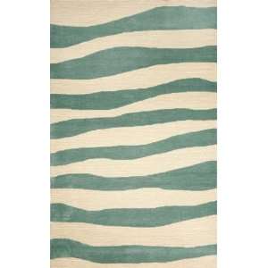   Tufted Area Rug Wavey Stripe 5 x 8 Aqua Carpet Furniture & Decor