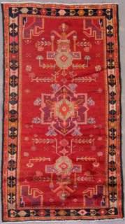 4x8 RED BLUE ANTIQUE PERSIAN KAZAK ORIENTAL HAND KNOTTED WOOL AREA RUG 