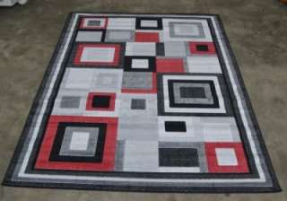 Black gray grey contemporary 8x11 area rugs carpet red  