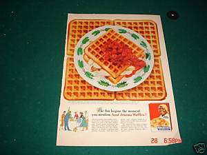 1955 Aunt Jemima Pancake Mix Waffles Hot Turkey Ad  