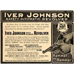   Ad Iver Johnson Safety Automatic Revolver Hand Gun   Original Print Ad