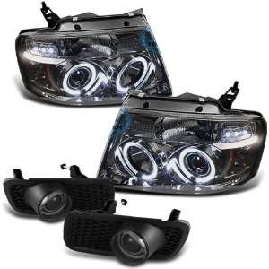  04 05 F150 LED Projector Smoked Head Lights + Halo Fog Automotive