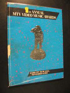 1984 1st Annual MTV Video Music Awards Program EX+  
