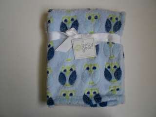 NEW Baby Gear babyGear Blue Green Owl Baby Blanket Plush Soft Scruffy 
