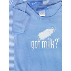  GOT MILK Baby Boy Blue 2 Piece Cotton Bodysuit Set with Bottle 