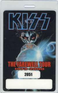 Unused laminated numbered VIP backstage pass for the KISS 2000 