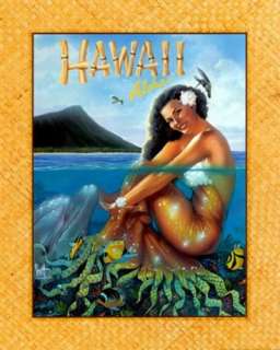 ALOHA HAWAII Surf Beach Pin Up Girl Framed Picture  