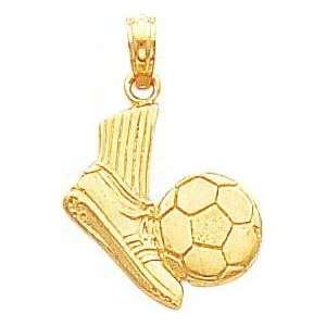  14K Gold Soccer Shoe & Ball Pendant Jewelry