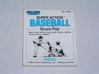 Super Action Baseball Score Pad   ColecoVision  