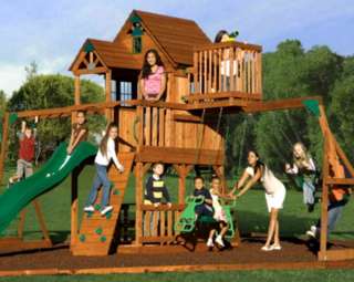 NEW BIG 9 KID Cedar Wood Fort Playground Play Swing Set  