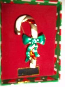 CANDY CANE FIGURINE PIN HOLIDAY CHRISTMAS SNOW GOLD  