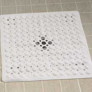 NON SLIP SHOWER MAT white square mat SUCTION CUP GRIPS ~NEW~  