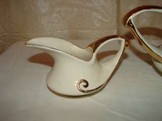Vintage Beautiful Gold/White Creamer And Teapot  