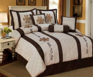 NEW Bed in a Bag Choco Brown Beige Morocco Comforter Set Queen,Cal 