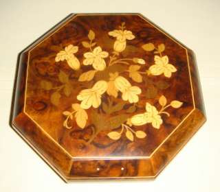 SORRENTO Octagonal Inlay Music Jewelry Box ITALY REUGE  