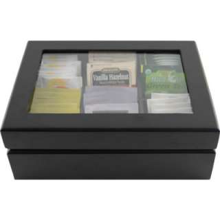 Black Wooden Tea Bag Display Chest With Dividers  