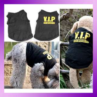   New Black Pet Dogs Cotton Printed Vest Clothes Apparel Dress Puppy Hot