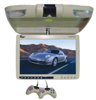 TVIEW TAN 13 Flip Down Car Monitor w/DVD Player USB  