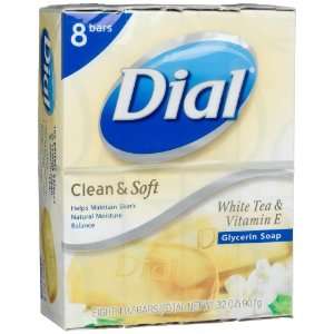 Dial Bar Soap, White Tea & Vitamin E, 8 Count, 4 Ounce Bars (Pack of 4 
