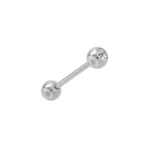  CLEAR CZ Gem STRAIGHT BARBELL Tongue Rings Jewelry