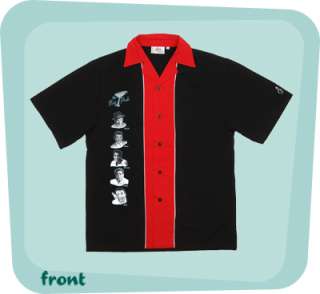 Rayon retro bowling shirt The RAT PACK on BLACK/Red SWING Join Dino 