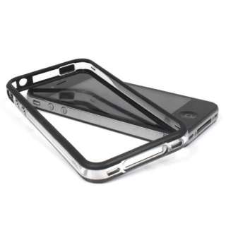Clear Bumper Case Cover Skin+Metal Buttons For Apple iPhone 4S 4G 4th 