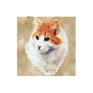   White Shorthaired Cat Woven Lap Square (Throw Blanket)