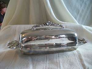Silver covered butter dish w/glass insert  