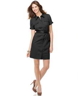 AGB Dress, Short Sleeve Military Belted Shirtdress