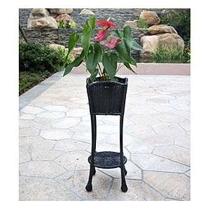  Wicker Lane ORI001 D Wicker Planter Stand, Black Patio 