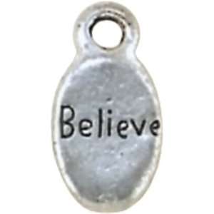  Blue Moon Silver Plated Metal Charms Believe 10/Pk 
