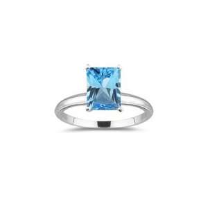  5.89 Cts Swiss Blue Topaz Solitaire Ring in Platinum 4.5 Jewelry
